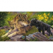 Алмазная мозайка UA156 "Волчица с волчатами" 40х50см