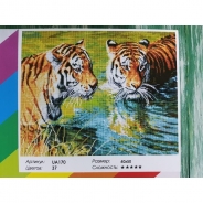 Алмазная мозайка UA170 "Тигры в реке" 40х50см