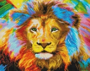 Алмазная мозайка UC117 "Цветной лев" 20х20см