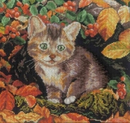 Набор для вышивания 271М "Осенний котенок" 25х25см
